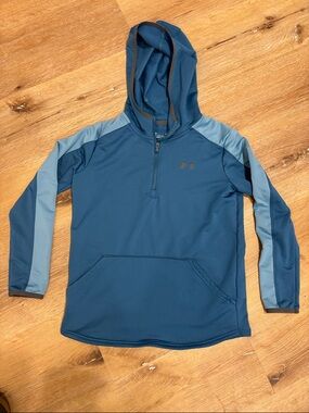 Under Armour Teal and Light Blue Quarter-Zip Hoodie